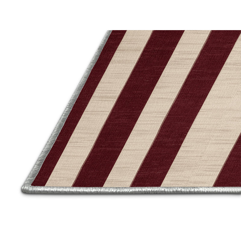 Tapis beige à carreaux lavable à la machine, Rectangle 7 pi x 9 pi