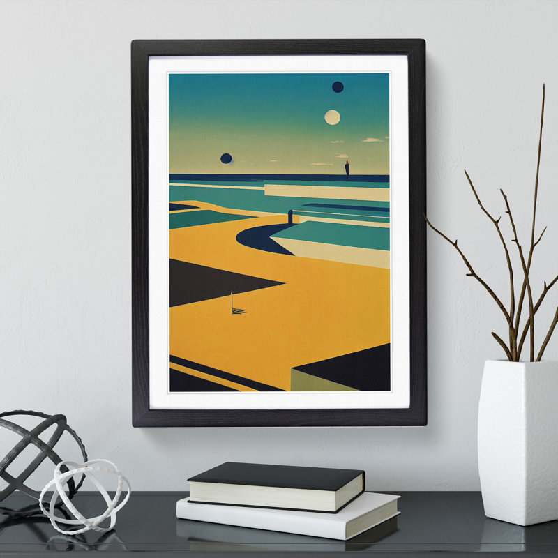 Beach Abstract No.7 - Single Picture Frame Print, Black Framed, 64cm H x 46cm W x 2cm D