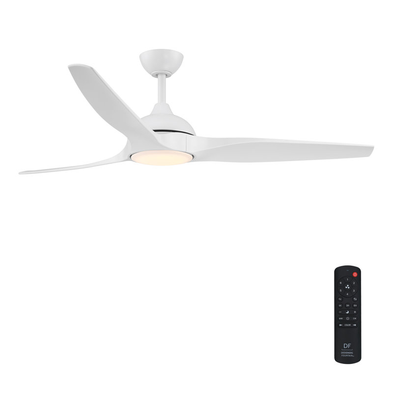 Arcas 60 in. Outdoor Matte White Integrated LED Ceiling Fan with 5-CCT and 7-RGB Selections, Remote Included, Matte White