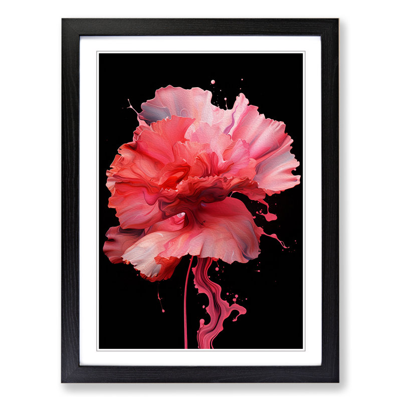 Carnation Flower Abstract No.3 - Framed Print, Black Framed, 46cm H x 34cm W x 2cm D