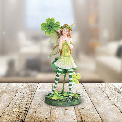 Jillianne 7.25"H Clover Fairy Figurine Unique Gifts