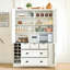Grand garde-manger Farmhouse, rangement spacieux avec 4 portes pliables, prise de courant, tablettes, supports à vin et plateaux de service-483829601