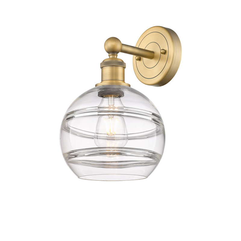 Applique murale 8 lumières Edison Bienes, Transparent, H 12,13 po x l 8 po x P 8,5 po, Laiton brossé