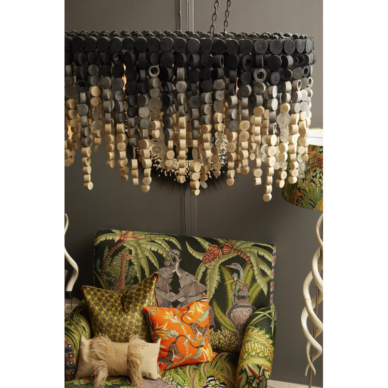Oval Wood Chandelier - Ombré finish