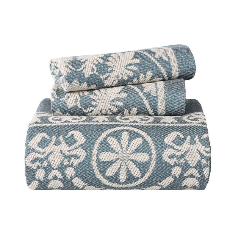 Taupe Cotton Blend Queen Bedspread Set with Medallion Design