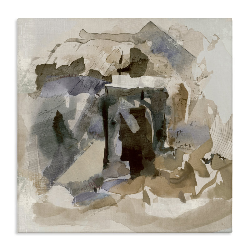 Art mural sur toile collage expressif neutre, design par Susan Jill, H 17 po x l 17 po