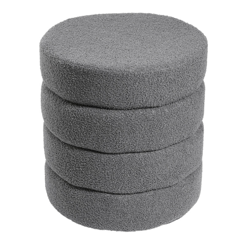 43cm Wide Tufted Round Solid Colour Footstool Ottoman