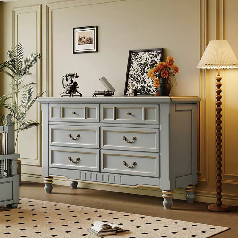 Commodes et commodes rectangulaires en bois massif gris, Gris