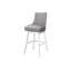 Tabouret de bar, ensemble de 2, pivotant, hauteur de bar, bois blanc, aspect cuir gris, transitionnel