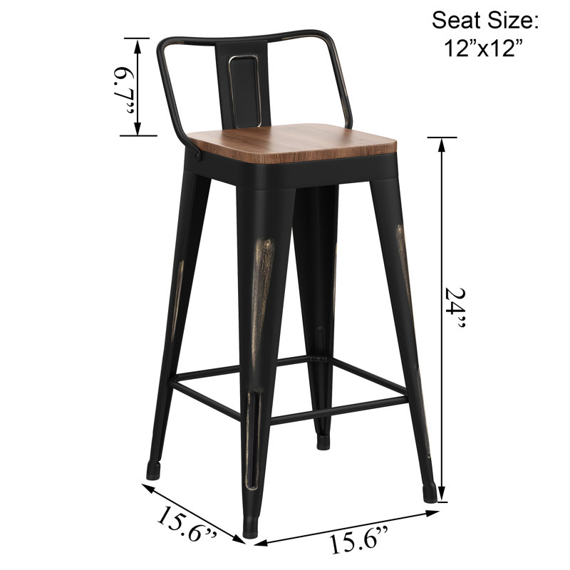 Tabouret de comptoir / de bar, Noir, noir, noir, noir, Tabouret de comptoir (siège d’une hauteur de 24