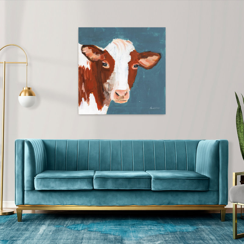 Art contemporain bleu rouillé avec animaux, H 36 po x l 36 po