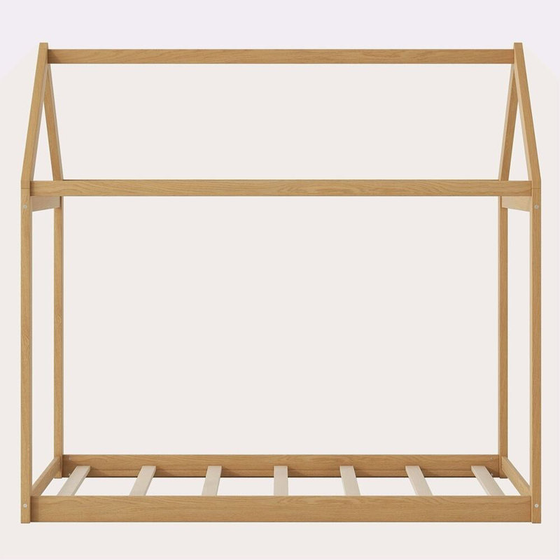 Lit simple en bois, couleur bois