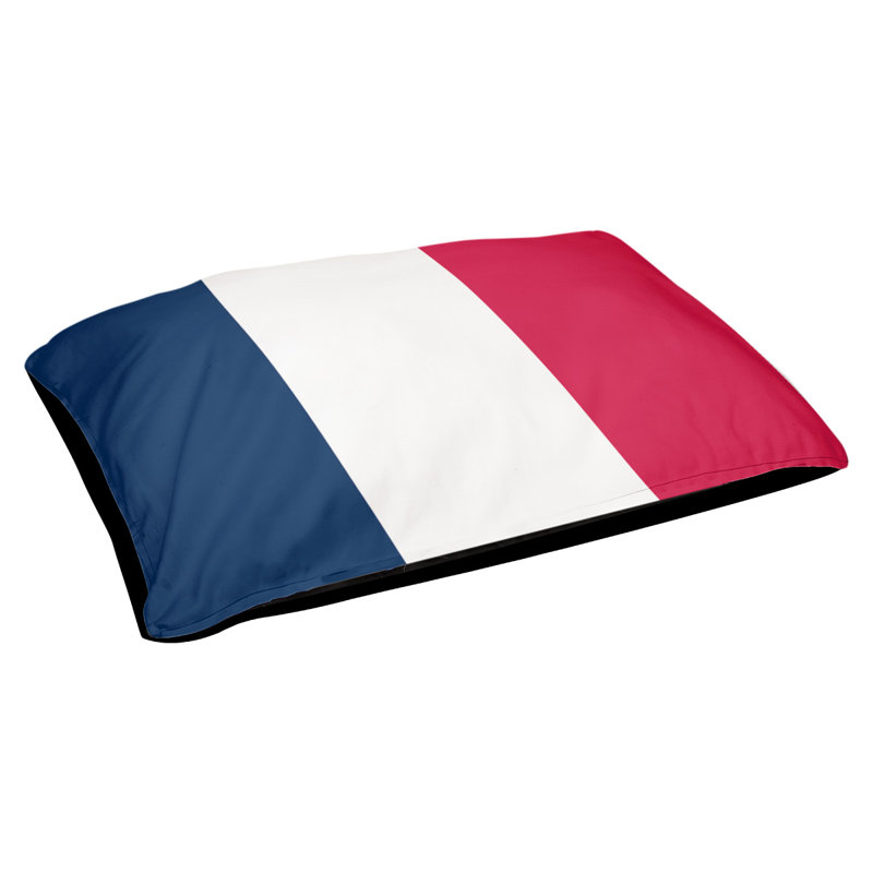 Coussin rectangulaire designer Minnesota, Moyen (L 30 po x l 40 po), Bleu marine / blanc / rouge écarlate