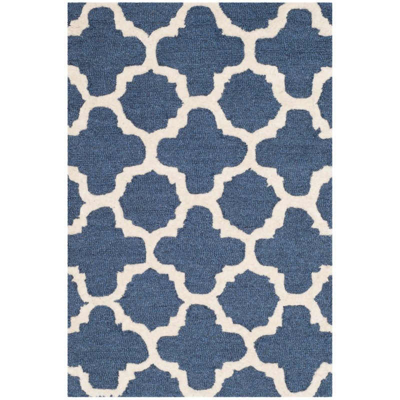 SantaMonica Geometric Wool Hand Woven Area Rug, Rectangle 61 x 91 cm