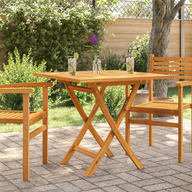 Kentia Square Teak Folding Outdoor Bistro Table With Umbrella Hole , 85cm cm W 85cm cm D