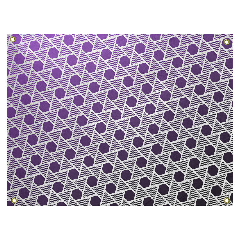 Tapisserie murale hexagonales et triangles, H 26 po x l 36 po, Noir / Mauve