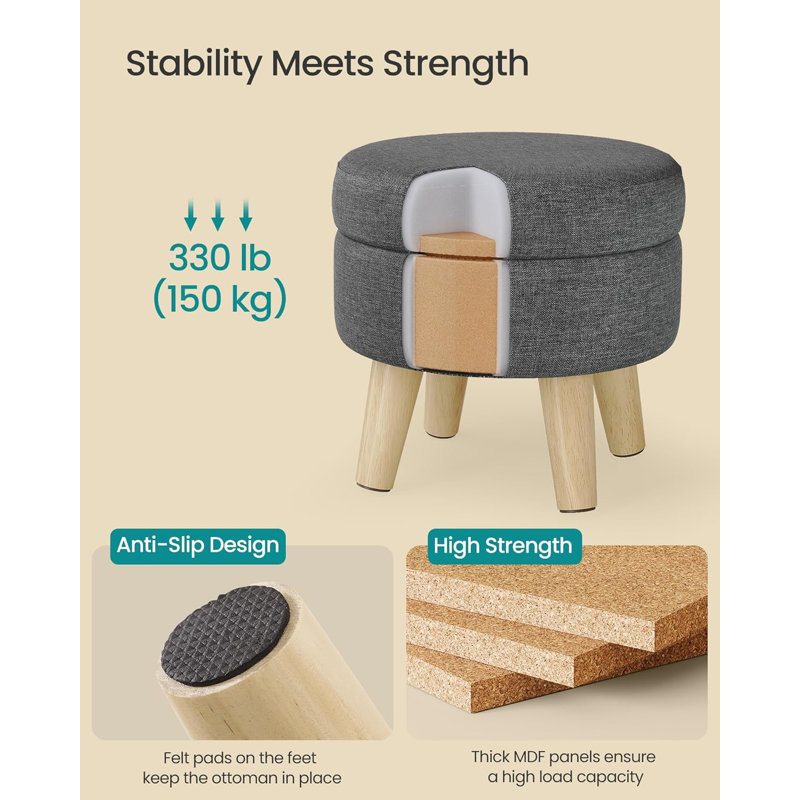 Round footstool with cushioned seat