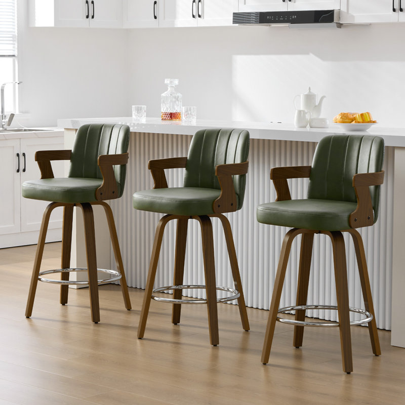 Tabouret de bar et de comptoir pivotant 29,5 po avec accoudoirs, Vert foncé, Tabouret de bar (siège d'une hauteur de 29 po)