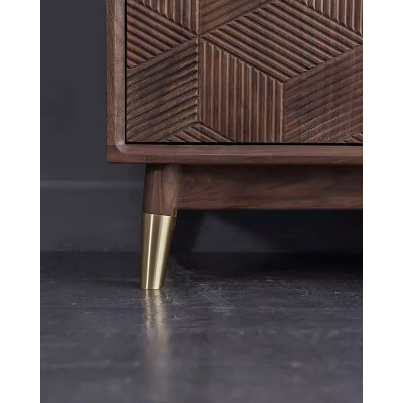Mortise and Tenon Solid Wood Shoe Cabinet with Brass Handles