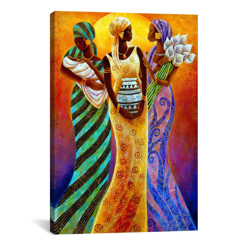 « Sisters of the Sun » par Keith Mallett , reproduction d'art sur toile, H 26 po x l 18 po x P 1,5 po, Toile tendue