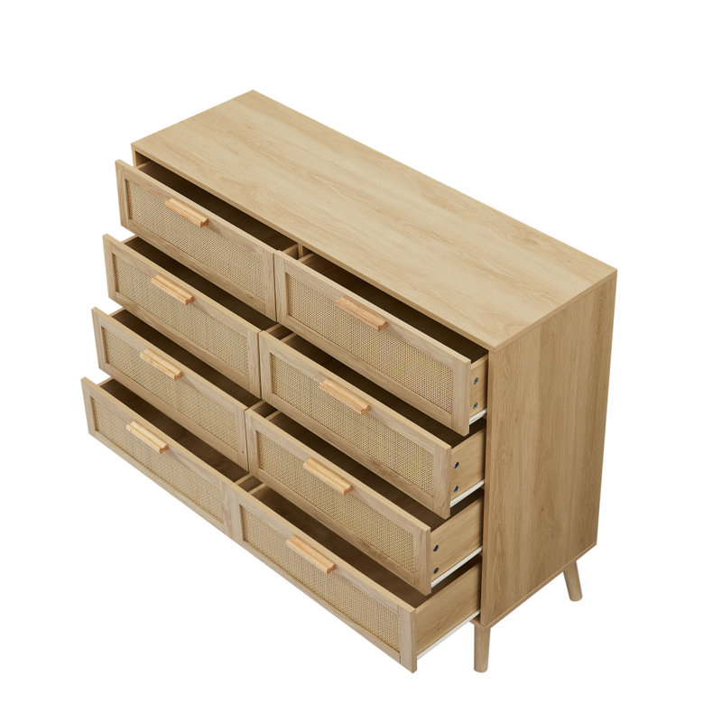 Commode double, commode, commode, commode en bois, commode 8 tiroirs, commode en rotin avec tiroirs