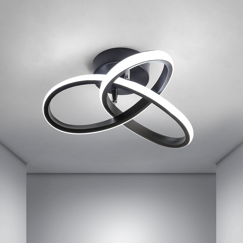 Aziria 3-Light LED Flush Mount Ceiling Light, Black, 11cm H x 30cm W x 30cm D, White Light (6500K)
