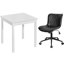 Ensemble de bureau à domicile et de chaises, bureau d'ordinateur carré blanc avec ensemble de chaises de bureau en cuir PU, ensemble de chaises de bureau pivotantes en polyuréthane à hauteur ajustable, ensemble de mobilier de bureau et de meuble-lavabo multi-ensembles