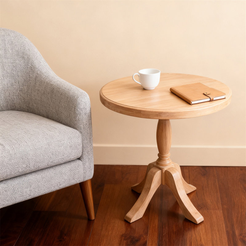 Table de bout ronde en bois 23,6 po