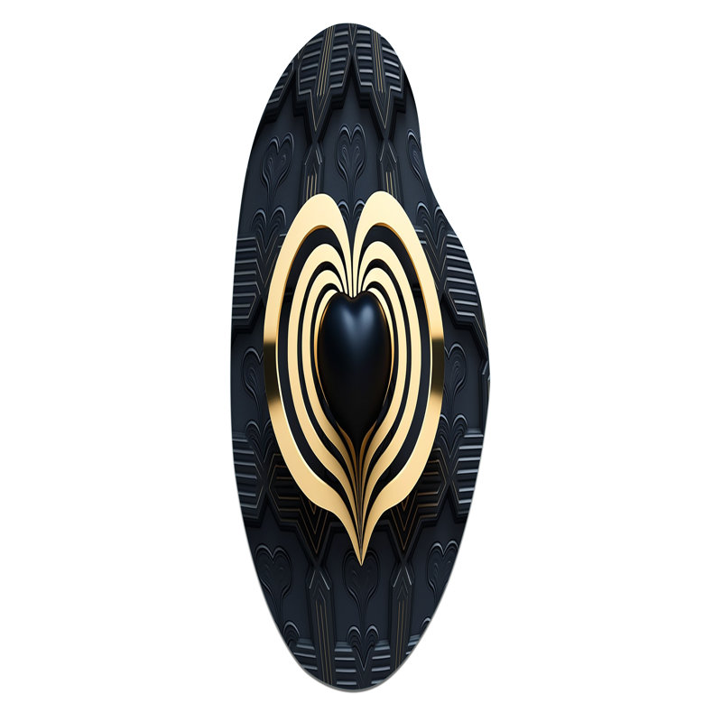Art mural en métal asymétrique rayonnant noir et doré, H 38 po x l 15 po