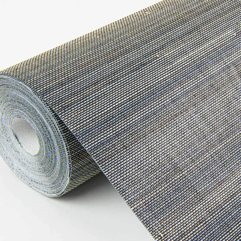 Loom Striped Grass Cloth Wallpaper Roll, Indigo