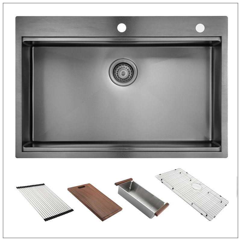Évier de cuisine encastré 36 po en acier inoxydable 36 po X 22 po encastrable 36 po x 22 po à montage sur le comptoir avec accessoires