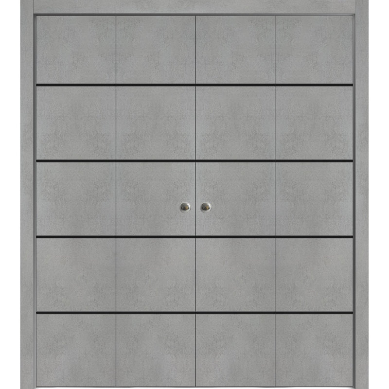 Porte pliante en bois massif massif, 96 po x 84 po, Béton