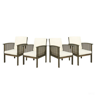 Ensemble de 4 chaises d'extérieur en bois d'acacia pour l'extérieur