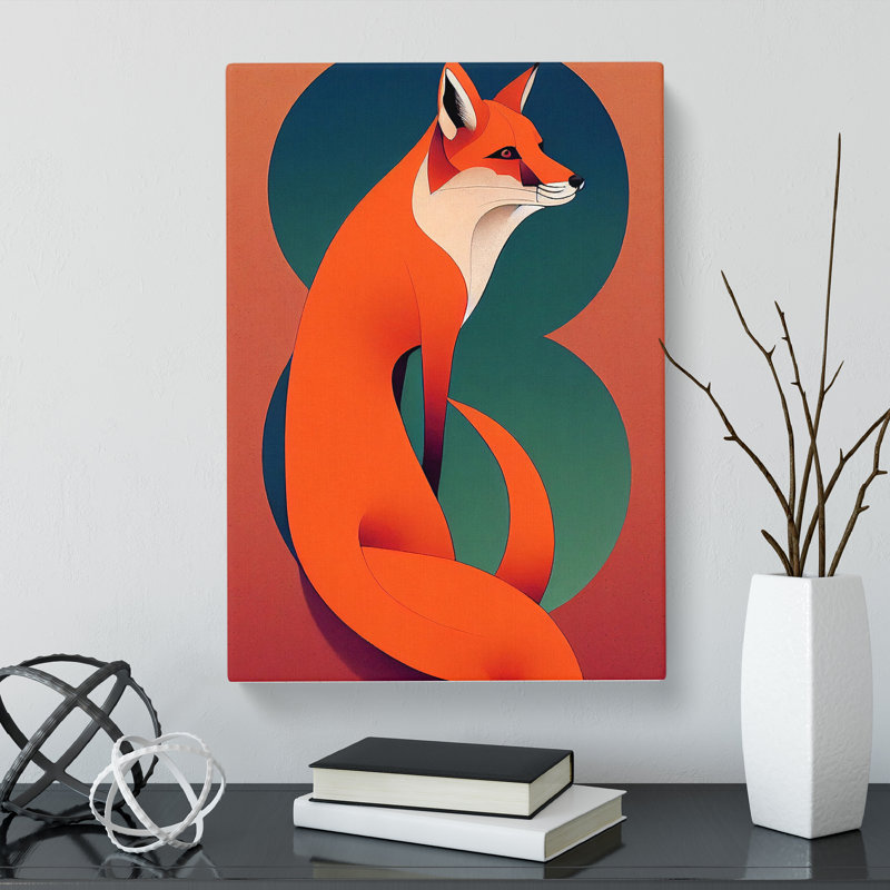 CAN-V0523-1020X Fox Nouveau - Wrapped Canvas Print, 60cm H x 40cm W x 3cm D
