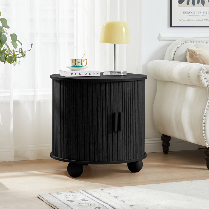 Table de bout avec rangement et station de charge, Noir