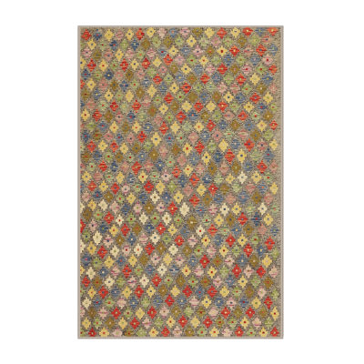 Tapis contemporain rouge / jaune