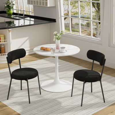 3-Piece Modern Round Dining Set For Kitchen Dining Room Small Spaces