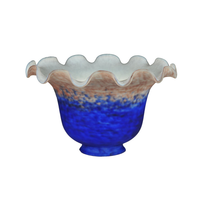 Cloche cannelée mauve et bleue de 7 po de largeur, Bleu / mauve