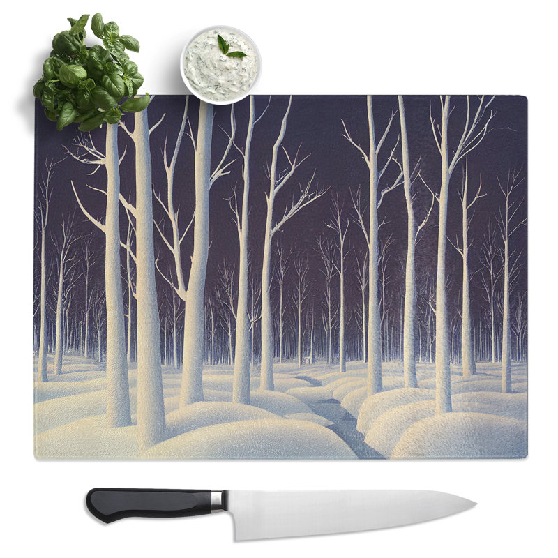 Ravishing Winter Forest  Glass Chopping Board
