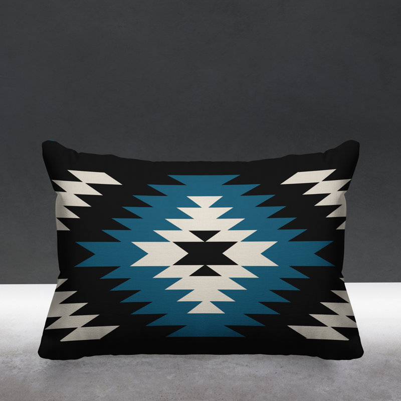 Coussin décoratif intérieur / extérieur Southwestern, Turquoise, H 18 po x l 25 po