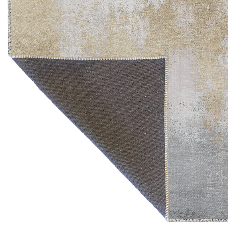Tapis décoratif moderne à motif abstrait bleu et beige, Rectangle 3 pi 11 po x 5 pi 10 po