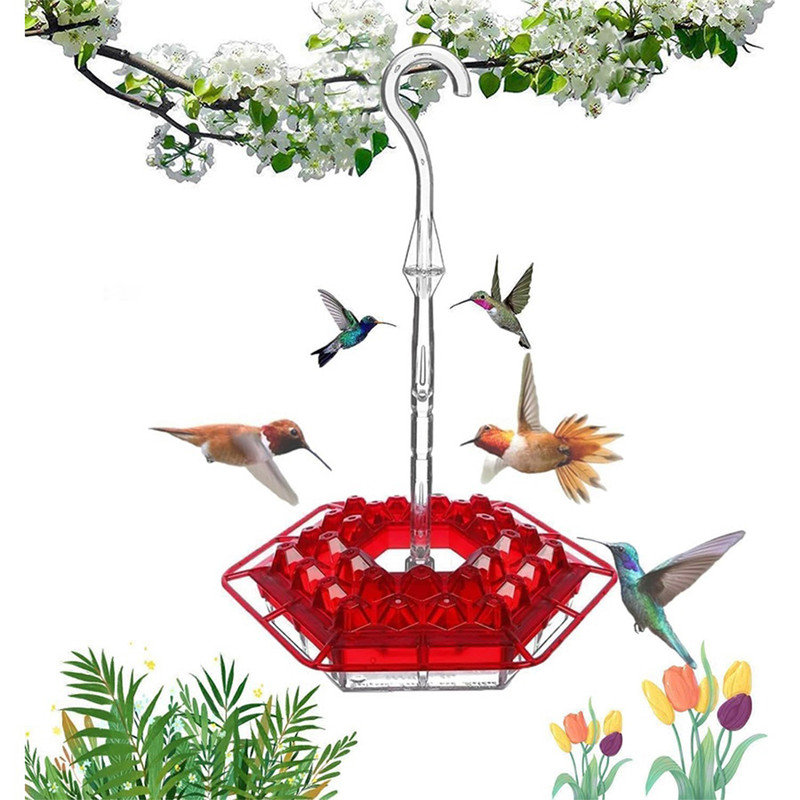 Ensemble de 2 mangeoires à colibri universelles, 30 ports, fourrage à fourmis intégré, support de suspension, rouge, Red