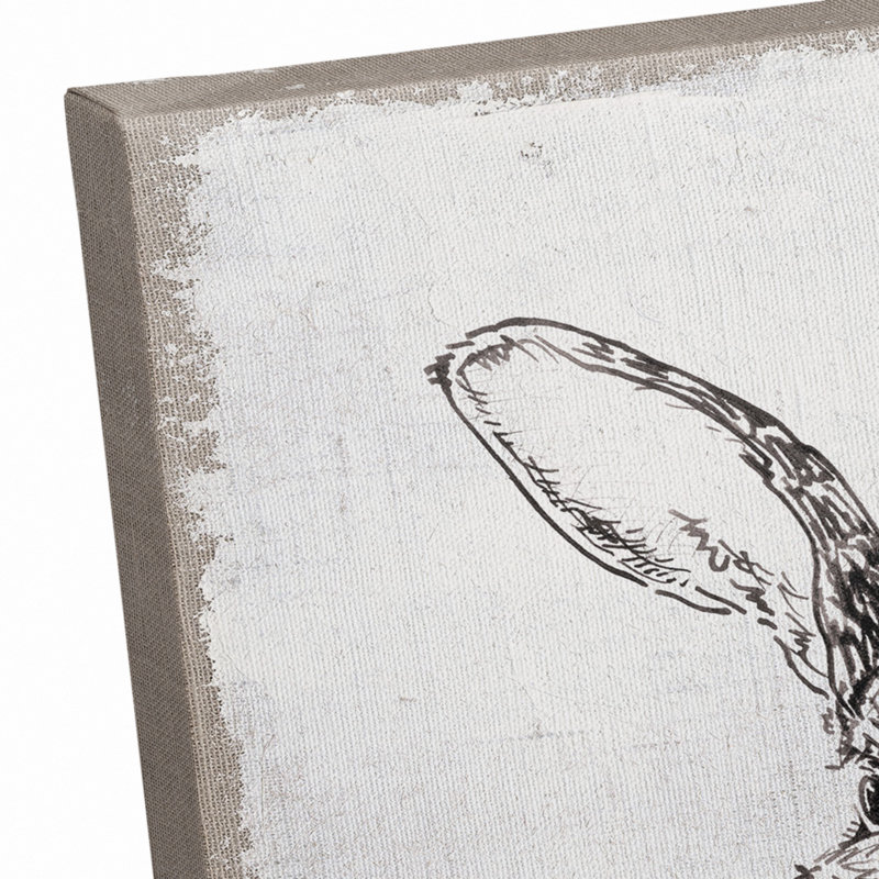 " Ink Drawing Bunny Burlap 1 "