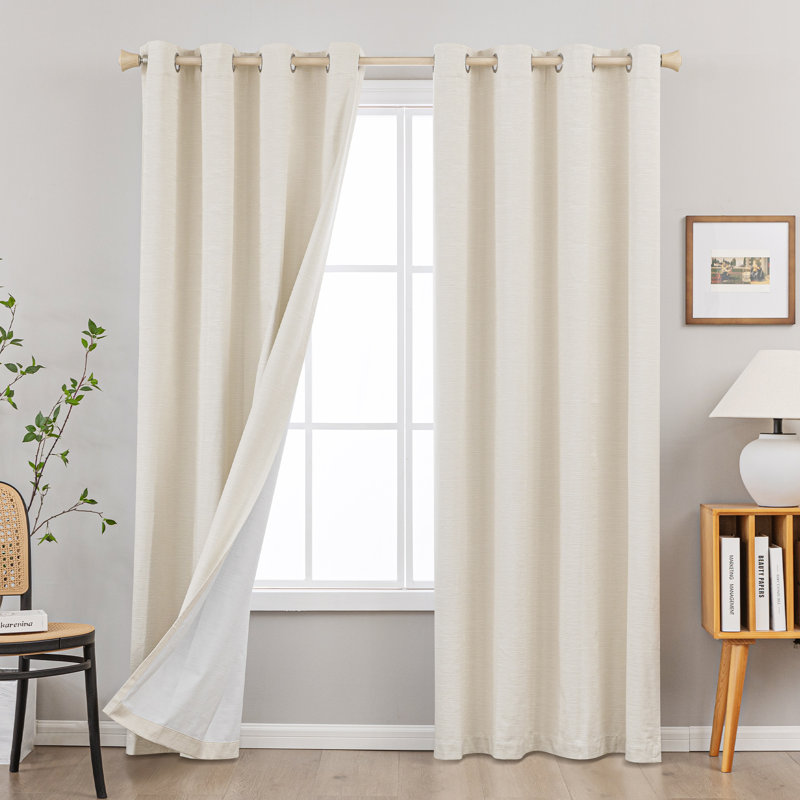 Clesta Cotton Blend Thermal Insulated 100% Blackout Grommet Curtain Pair, 52" W x 96" L, Cream