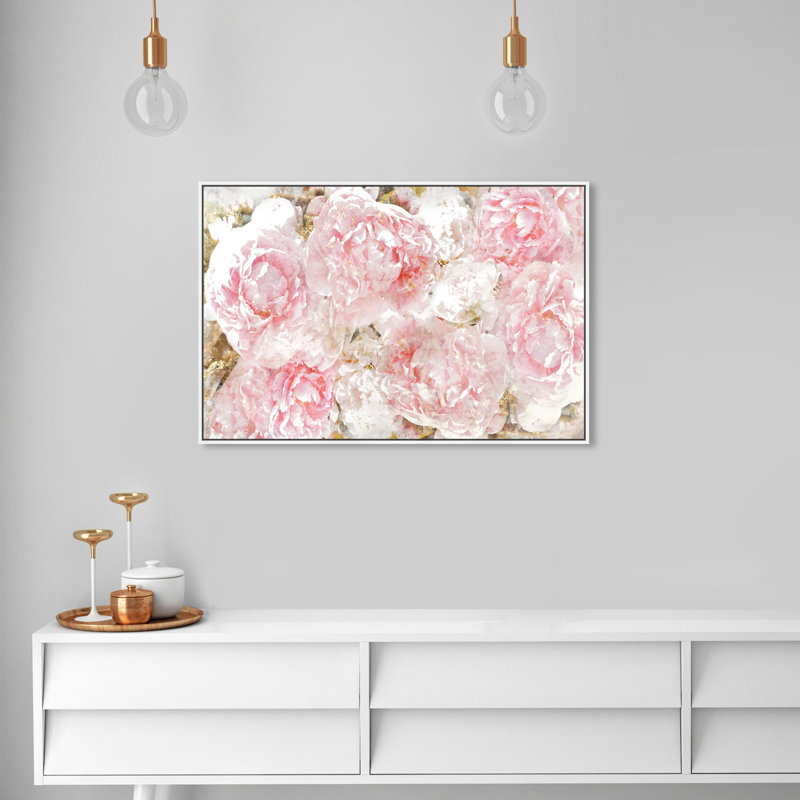 « roses », impression sur toile oliver gal, H 36 po x l 24 po, Cadre blanc