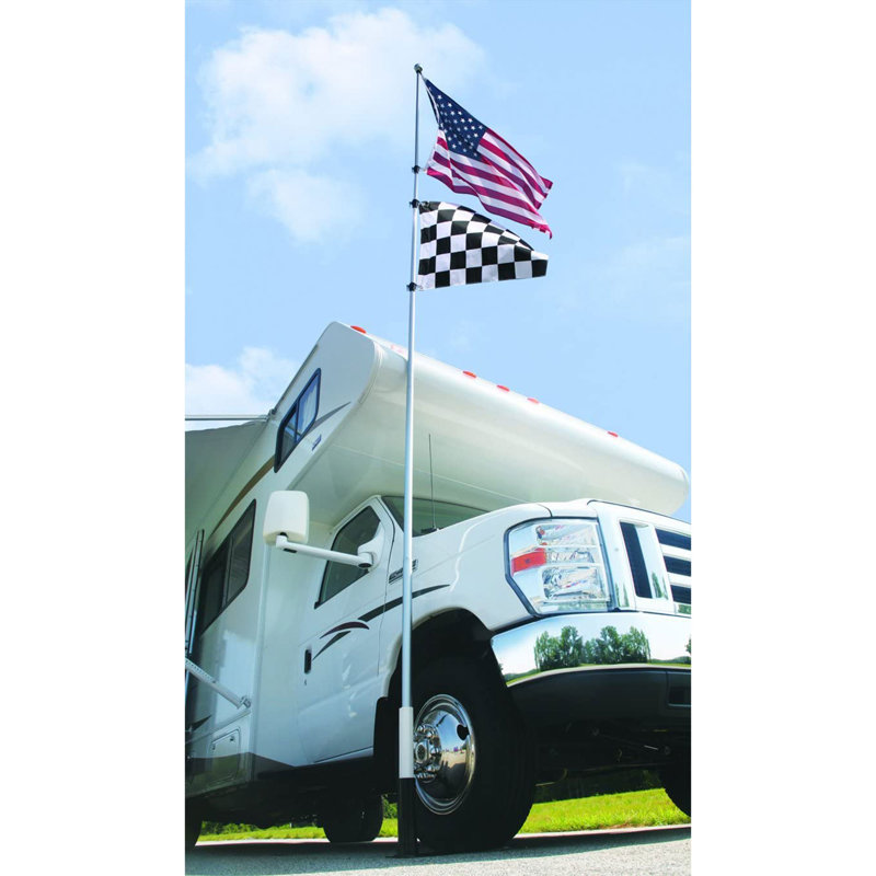 Steel Adjustable Telescoping Flagpole With Flag Included