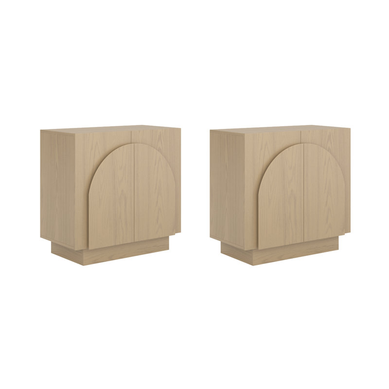 Armoire d'appoint à 2 portes en bois massif Eastampton (ensemble 2 pièces), Chêne gris