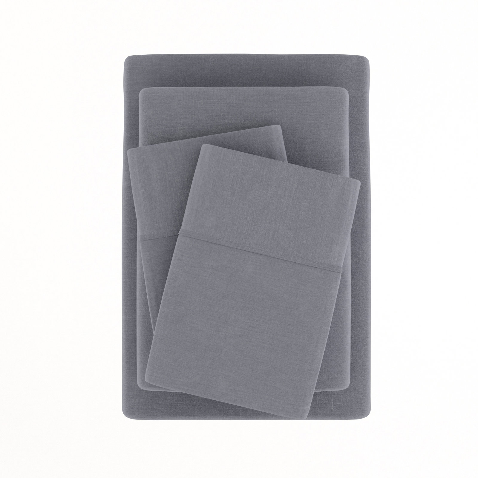 Linen Bamboo-Blend Breathable Luxury Bed Sheet Set, Gray, Full Sheet Set + Fitted Sheet + 2 Pillowcases
