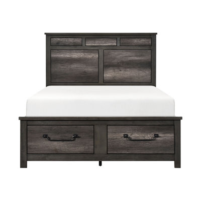 Grand lit plateforme gris, style traditionnel, rangement, bois et bois d'ingénierie, pour endommager les taches