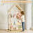 Stuffed Animal Storage House With Wheels, 3 Tier Wooden Toy Organizer For Kids